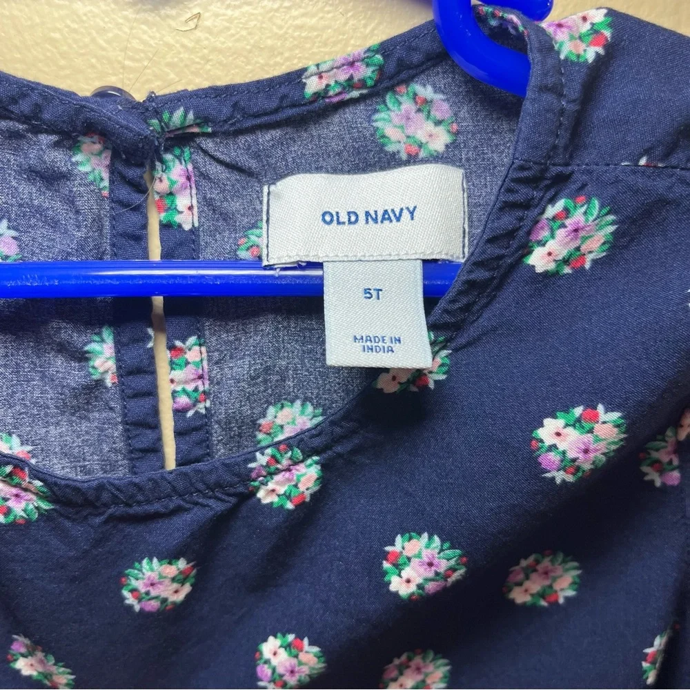 Old Navy 5T Navy Blue Floral Bouquet Dress